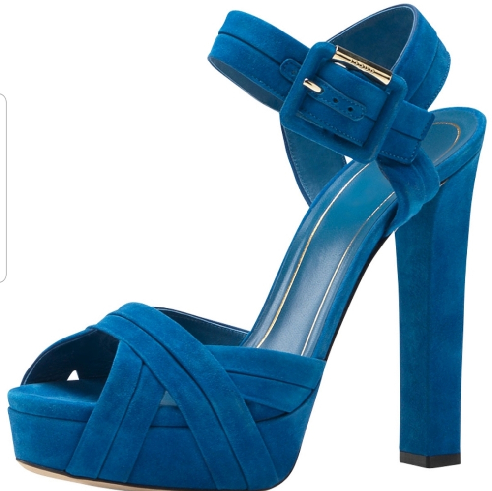 Gucci Blue Jamie Suede Chunky platform sandal